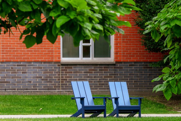 Central Campus blue chairs