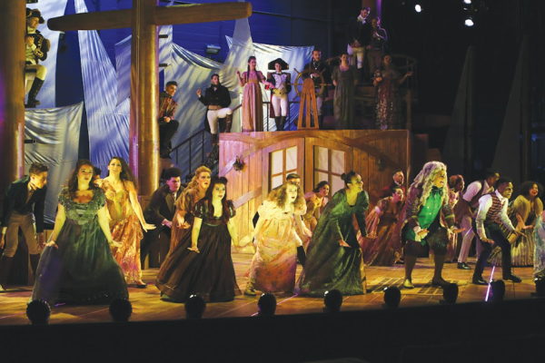 Students in costume for a Salem State theatre production