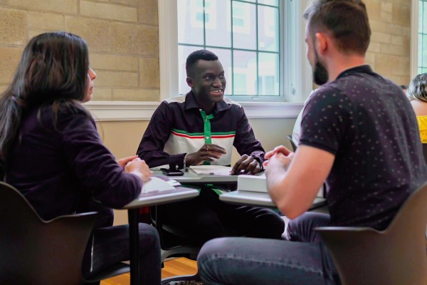 Student Group discussion in a class at Salem State