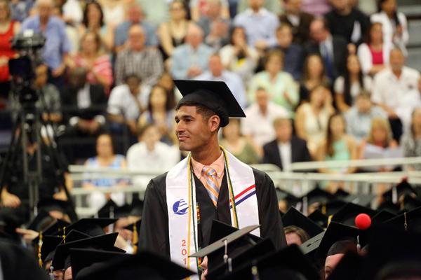 Student veteran at commencement