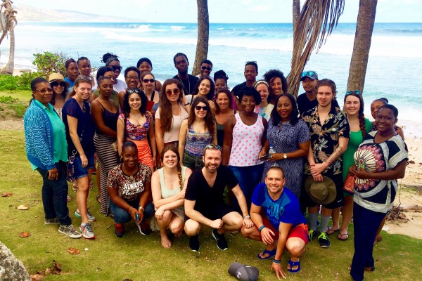 A group of students on an international trip