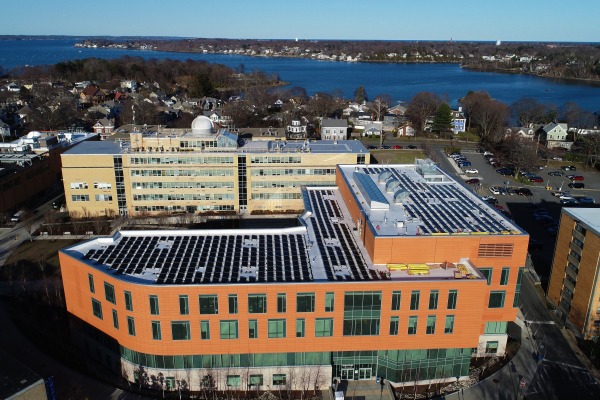 New solar panels on Salem State University's library.