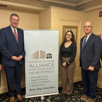 Undergraduate Student Kami Boland with President Keenan, Secretary Augustus, Mayor Pangallo and Lorri Krebs