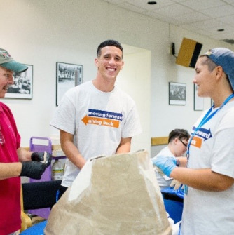Students participating in a service project 