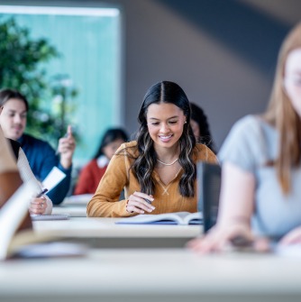 Graduate student in a classroom