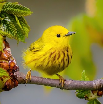 Yellow bird on a branch