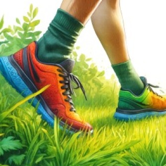 A person walking - taking steps.