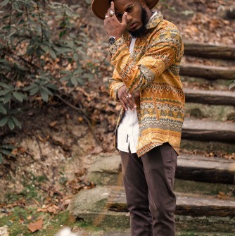 Jarell Howard Rochelle standing in front of stairs