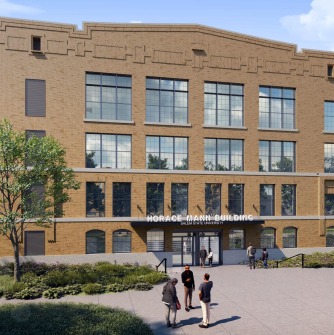 A new campus-facing entrance for the Horace Mann building on North Campus