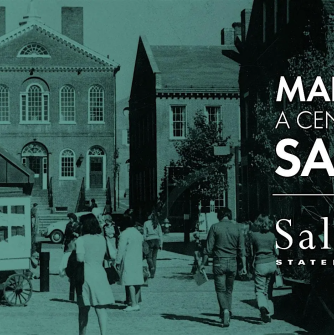 Image of Salem old town hall with the words "Mapping a Century of Salem, 1926-2026. Salem State University."