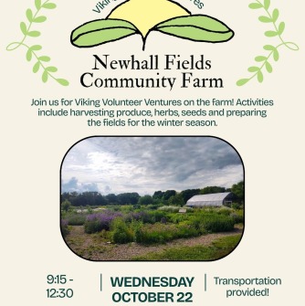 Picture of the Newhall Fields Herb Garden with the farms logo on top. 