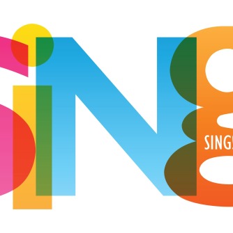 The word sing in various colors