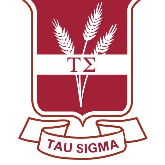 Tau Sigma Logo - crest with 3 wheat stalks and greek letters