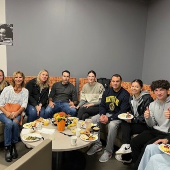 Families gathered around the table at brunch