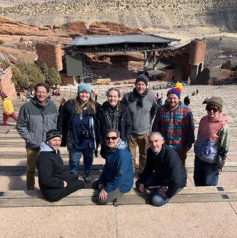 Geography and Sustainability students at Red Rocks Amphitheatre in Morrison, Colorado during AAG Denver conference
