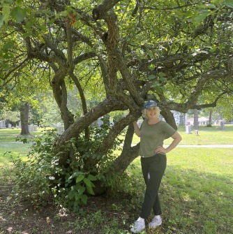 Dr. Delissio with a favorite Arboretum tree