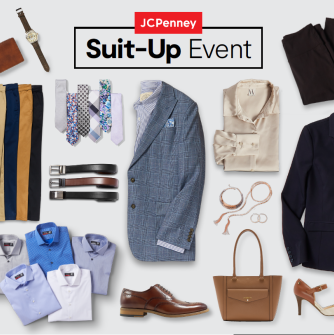 JCPenney Suit Up Event Logo and clothing items