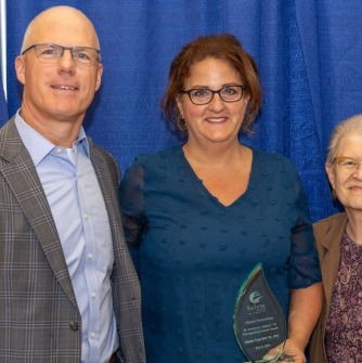 Pictured above: President John D. Keenan; Marion Frost DNP ’91, ’97G; and Kathleen L. Skrabut, board member emerita, Salem State University Alumni Association and Foundation