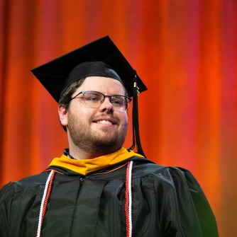 Jason Phillips addresses Salem State University commencement