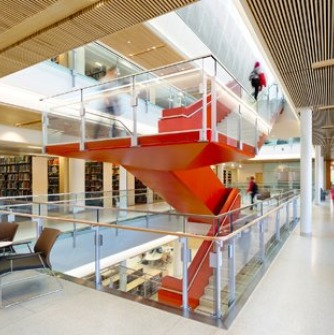 The Stairwell on the second floor of the Frederick E. Berry Library at Salem State University