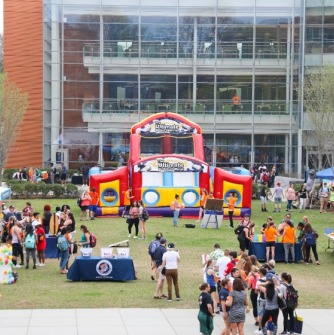 Tents and games on the quad