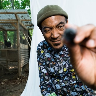 Keith Knight with pen in his hand
