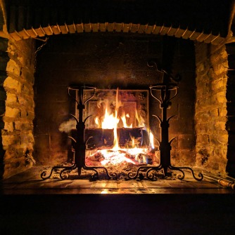 Fire crackling in fireplace