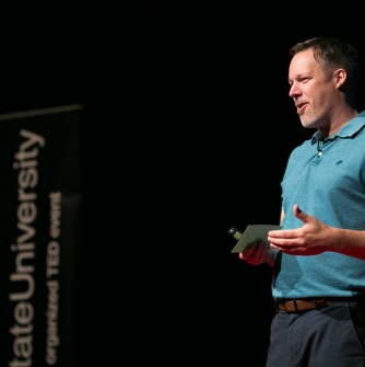 Professor Jeff Driskell speaking at the 2019 TEDxSalemStateUniversity event