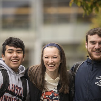 Salem State University students at the library