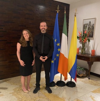 Professor Noel Healy with Irish Ambassador to Colombia Fiona Nic Dhonnacha