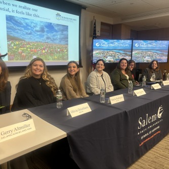Panel members, from left: Gerry Altmiller, Olivia Dristiliaris, Nakyla Rodriguez, Kacy Cameron, Rachael Woodward, Kate Greene and Stephanie Racca.