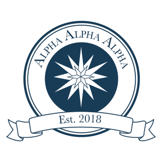 Tri-Alpha Logo with star in middle and the words "Alpha Alpha Alpha Est. 2018" within it