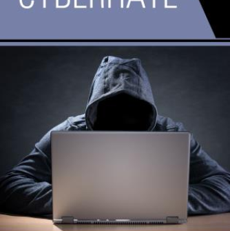 Book Cover for CyberHate: The Far Right in the Digital Age with a faceless man in a hoody hunched over a laptop