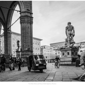 Plaza in Italy with large sculptures