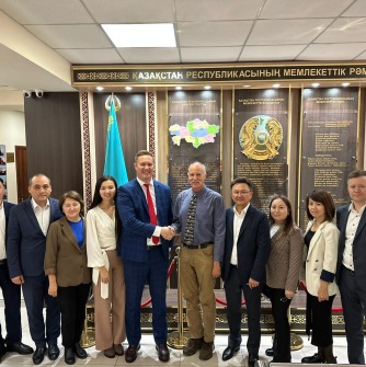 Professor Young with leaders of the Kazakh Air Photo Bureau