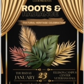 Flyer for HCC's Roots and Radiance event on 1/23.