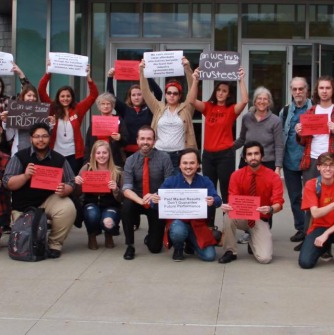 SSU students and faculty before SSU successfully divested