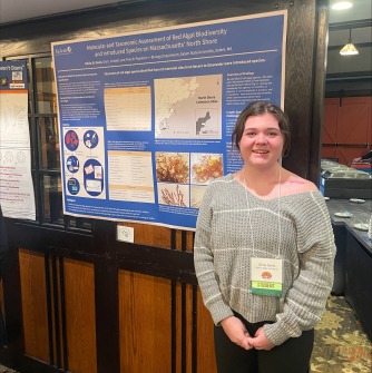 SSU Bio major Olivia Davis at her research poster
