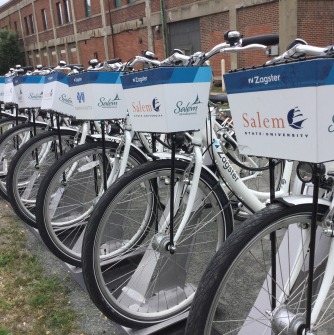 Zagster bike station on Salem State's Central Campus