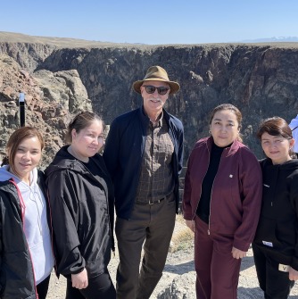 Professor Young in the field with graduate students
