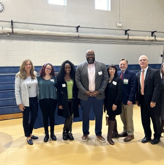 Secretary of Education with President Keenan and SSU students, faculty and staff