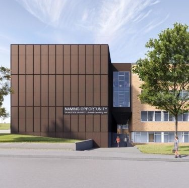 Rendering of the east facade of the Meier Hall addition