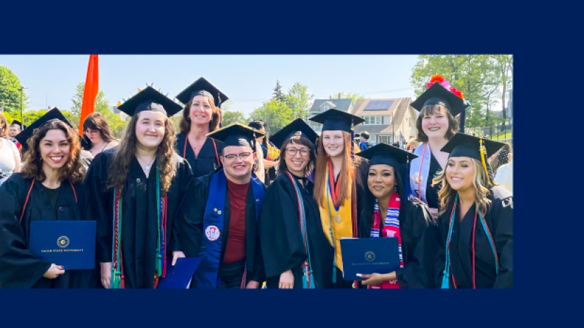 2022 Salem State sociology graduates pose for a photo.