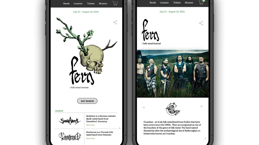 Fern Festival Adobe XD walkthrough